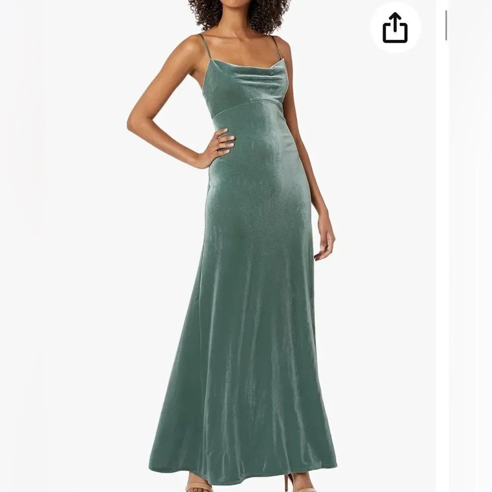 Jenny Yoo Women's Sammi Velvet Cowl Neck Slip Dress in Eucalyptus